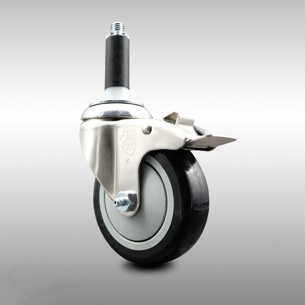 Service Caster 4 Inch 316SS Black Poly Swivel 7/8 Inch Expanding Stem Caster Lock Brake SCC SCC-SS316TTLEX20S414-PPUB-BLK-78 - main